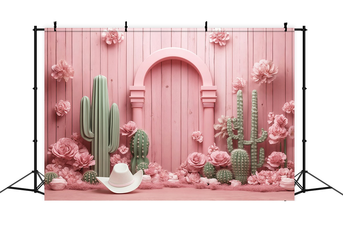 Toile de fond photo bébé Arche Cactus Rose BRP57-250