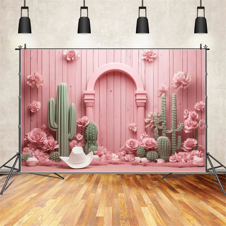 Toile de fond photo bébé Arche Cactus Rose BRP57-250