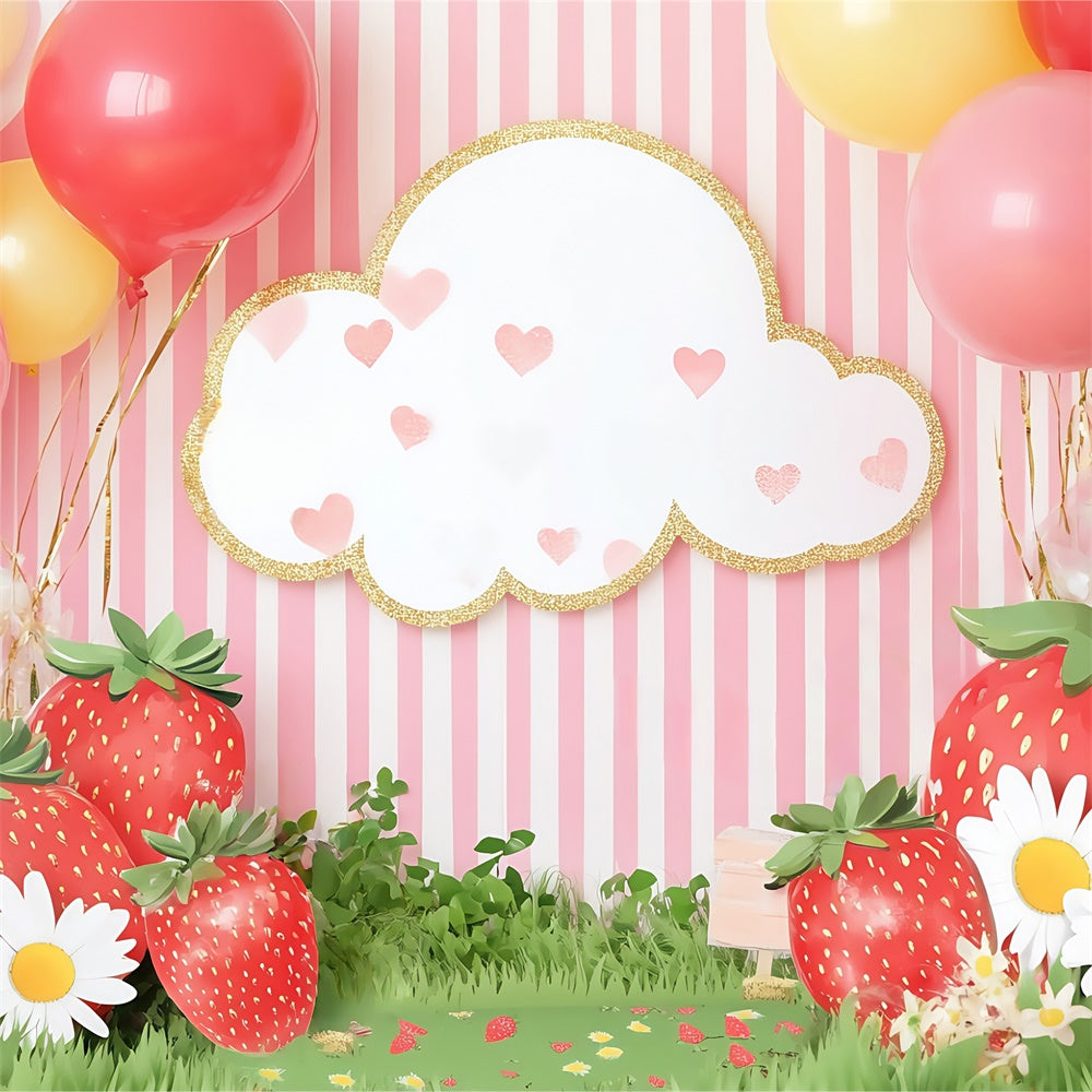 Fond studio photo bébé Fraise Sucrée Ballon BRP57-254