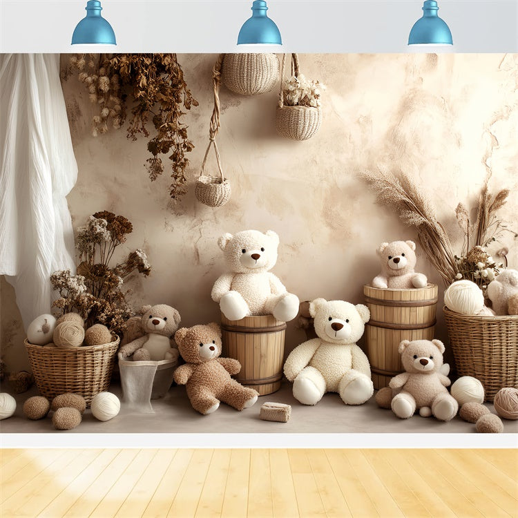 Fond studio photo bébé Nounours Fleur Fanée BRP57-271