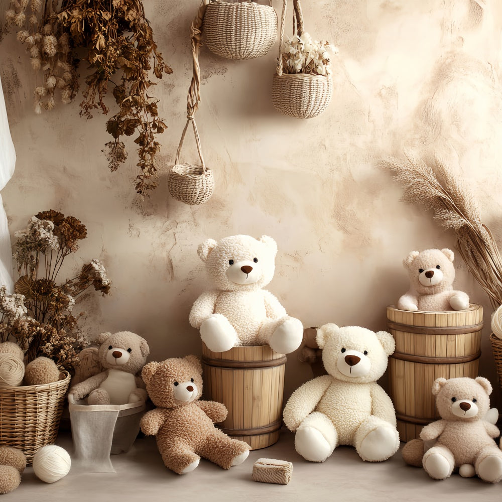 Fond studio photo bébé Nounours Fleur Fanée BRP57-271