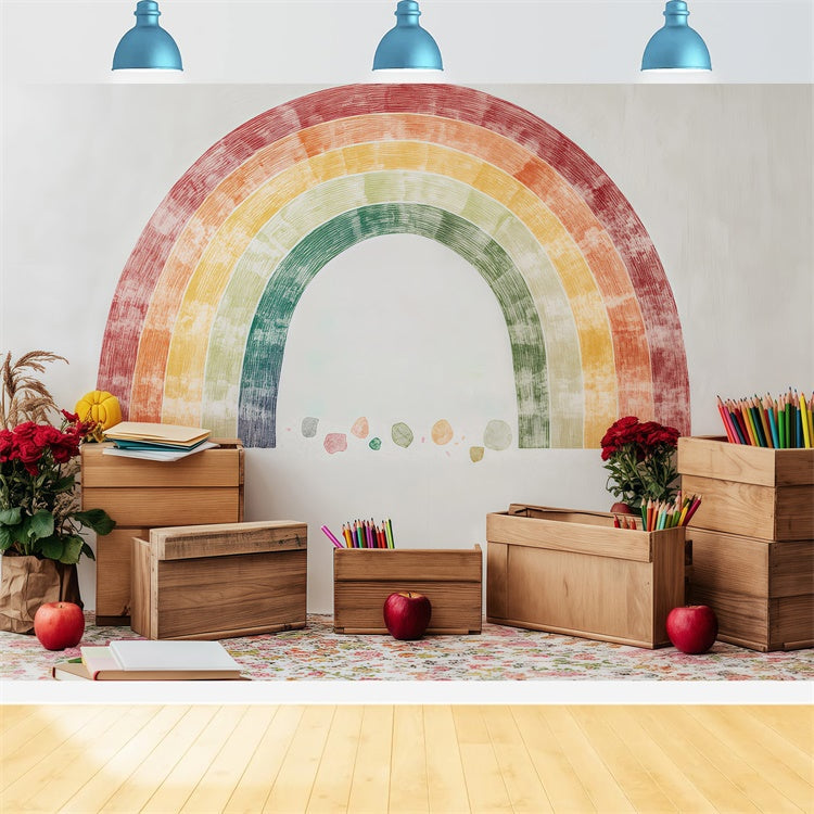 Toile de fond Rentrée des Classes Coin Créatif Arc-en-ciel BRP57-28