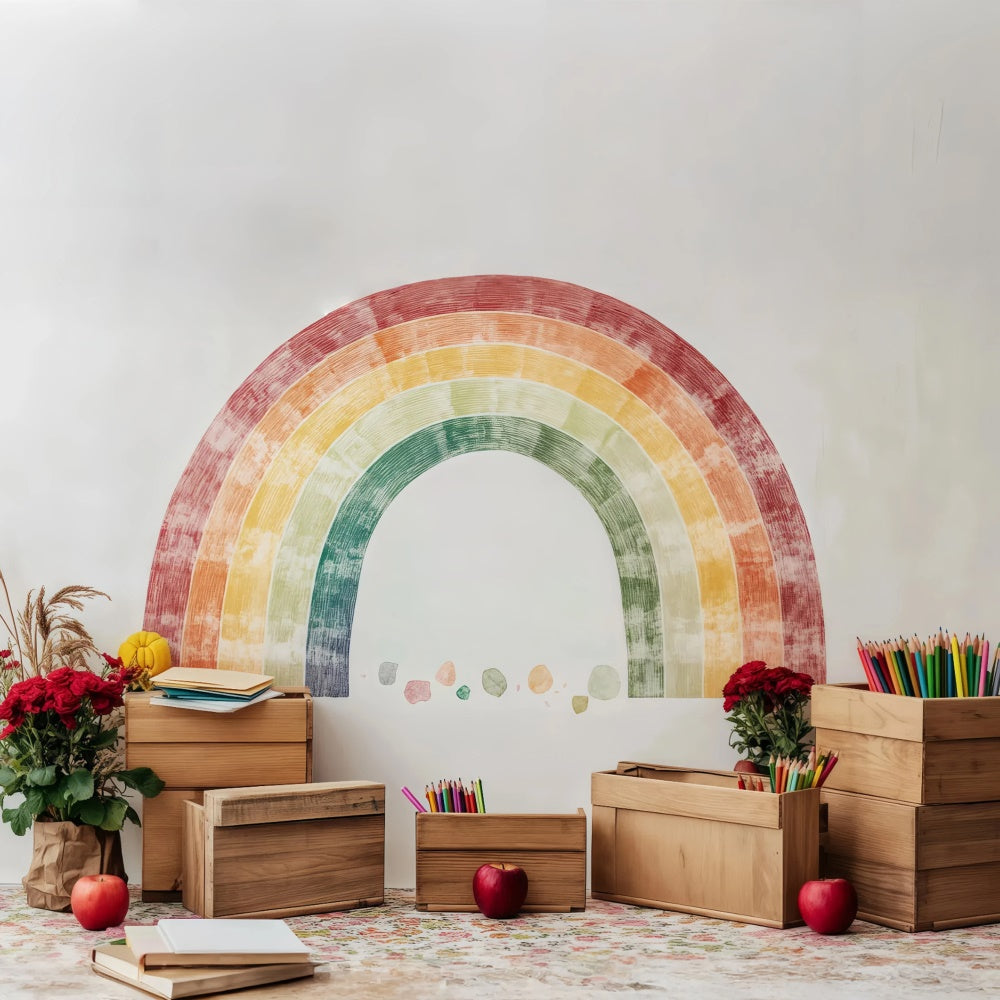 Toile de fond Rentrée des Classes Coin Créatif Arc-en-ciel BRP57-28