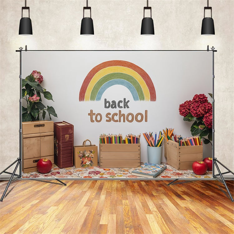 Toile de fond Photo École Bienvenue Arc-en-ciel Rustique BRP57-29