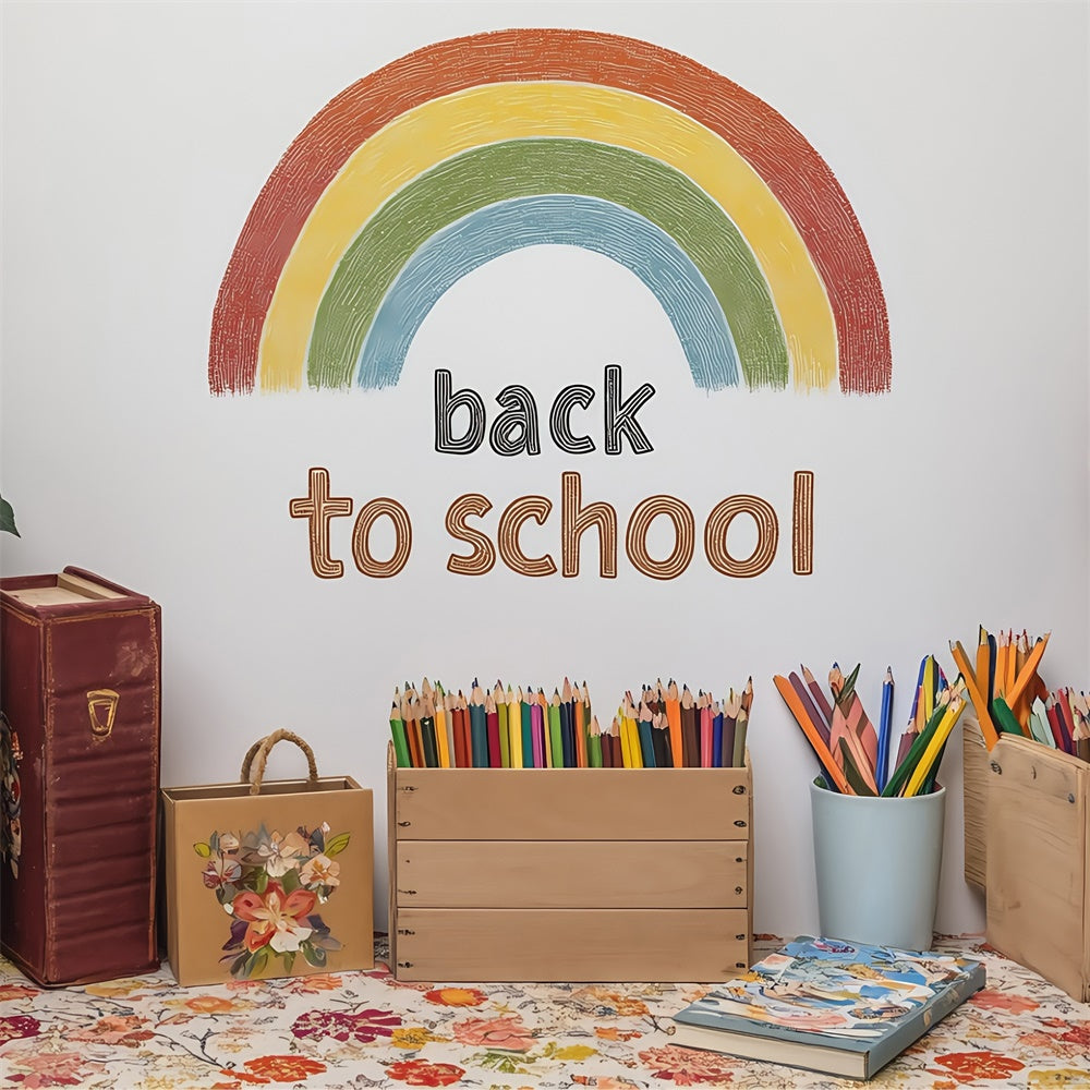 Toile de fond Photo École Bienvenue Arc-en-ciel Rustique BRP57-29