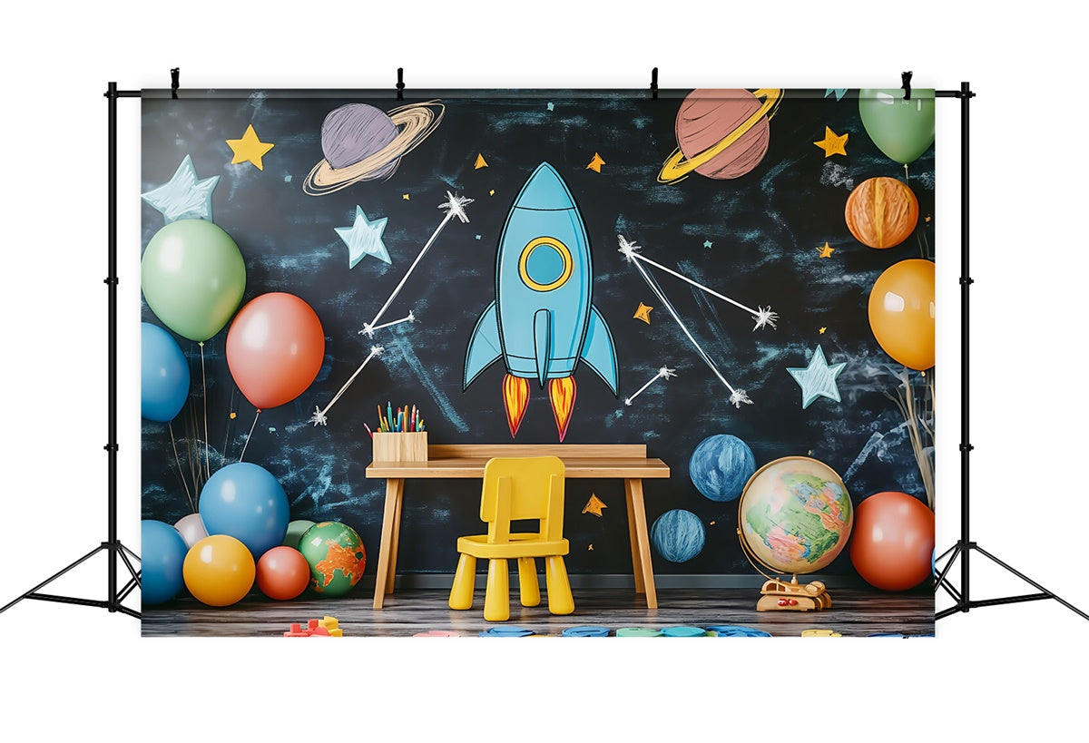 Toile de fond Salle de Classe Aventure Fusée Scolaire BRP57-34