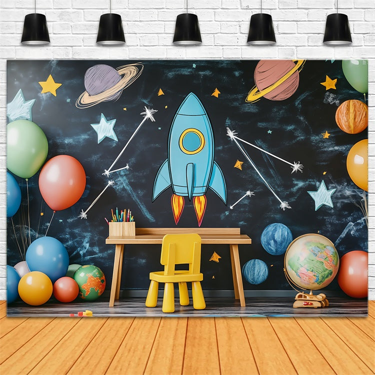 Toile de fond Salle de Classe Aventure Fusée Scolaire BRP57-34