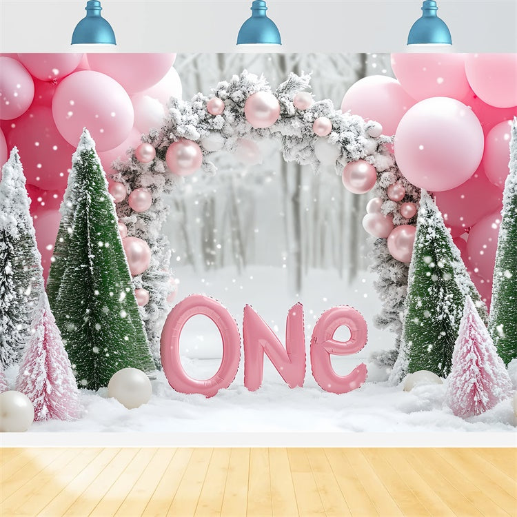Toile de fond Hiver Neige Étincelante Premier Anniversaire BRP57-358