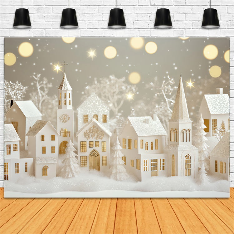 Toile de fond Hiver Scène Village de Papier Étincelant BRP57-367