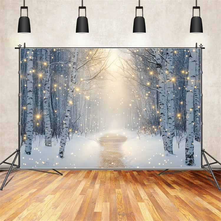 Toile de fond Hiver Forêt Sentier Étincelant BRP57-369