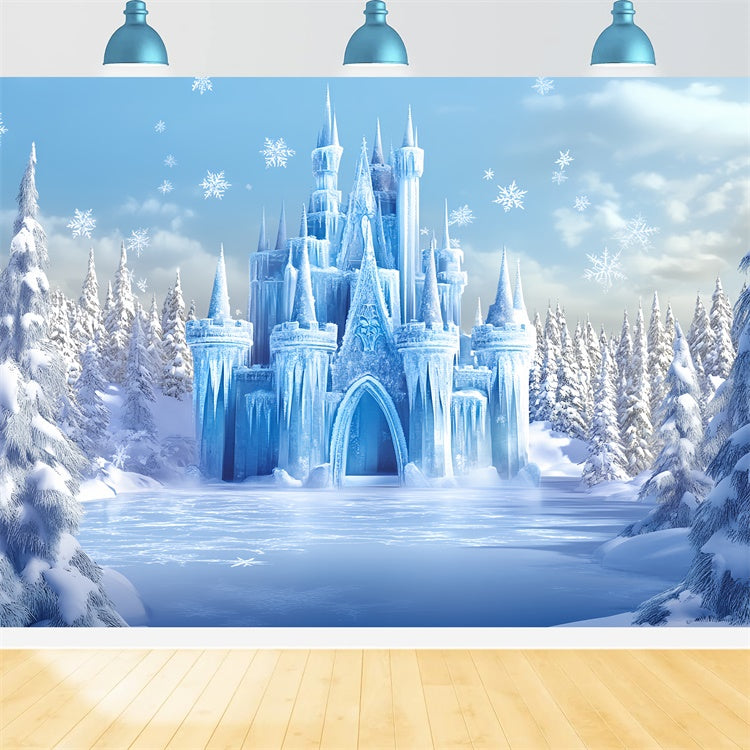 Toile de fond Photo Hiver Château Glacial Gelé BRP57-374