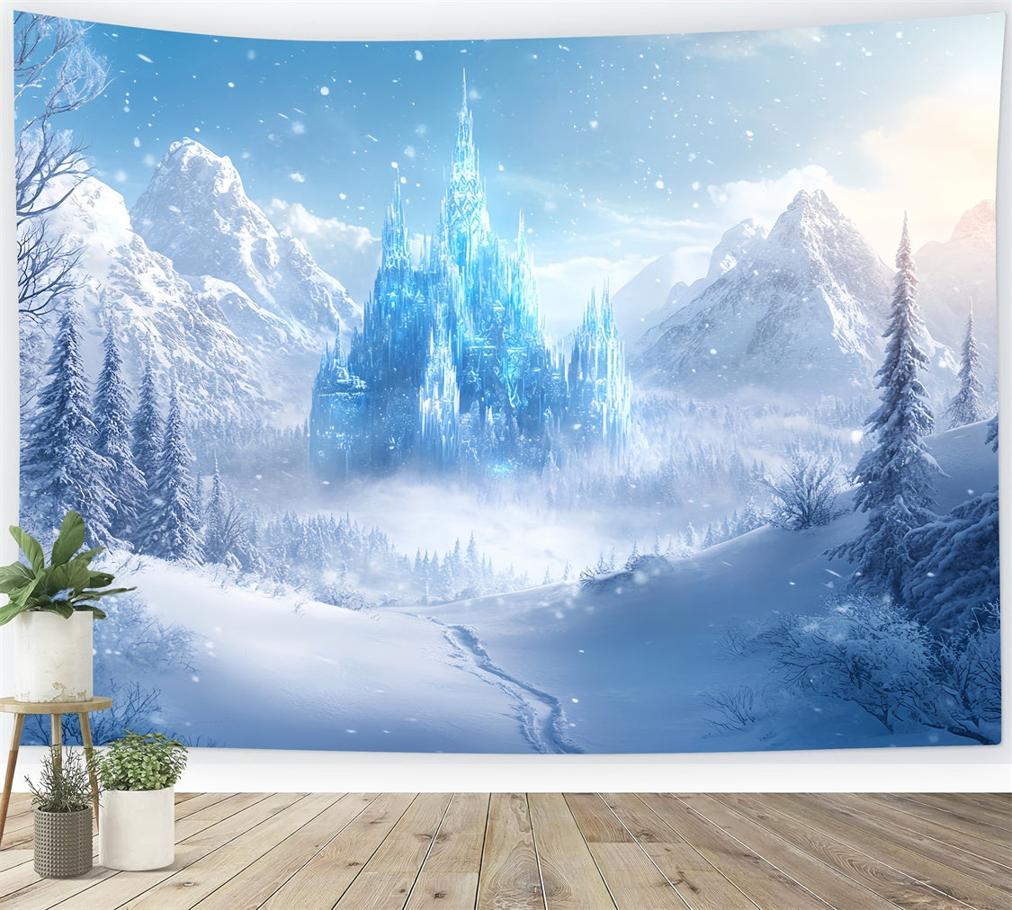 Toile de fond Hiver Château de Glace Enchanté Brumeux BRP57-376