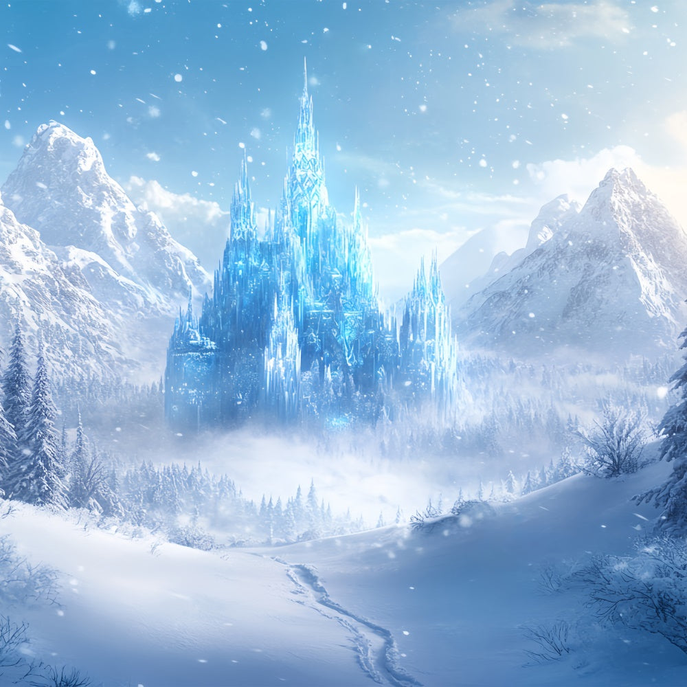Toile de fond Hiver Château de Glace Enchanté Brumeux BRP57-376