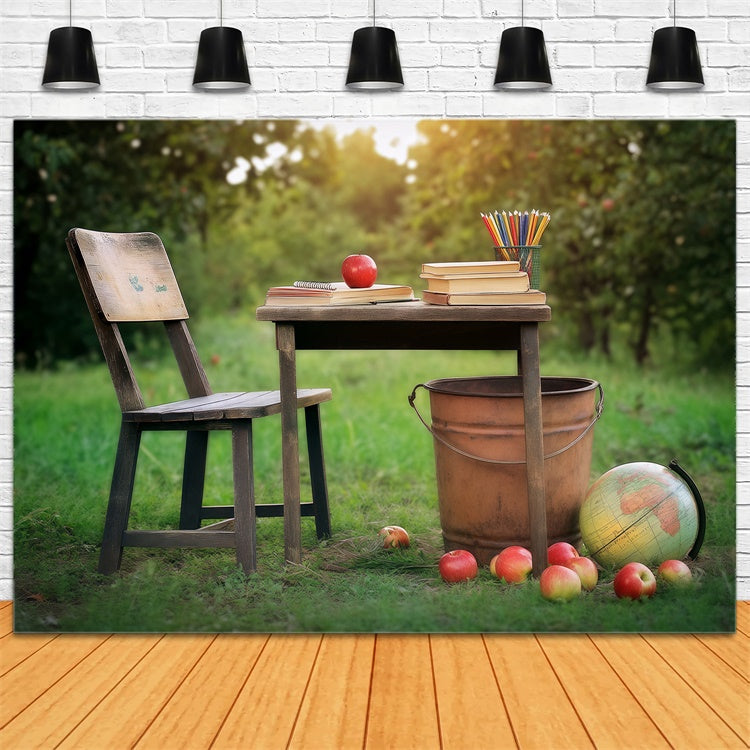 Toile de fond Photo École Table d’Apprentissage en Forêt BRP57-38