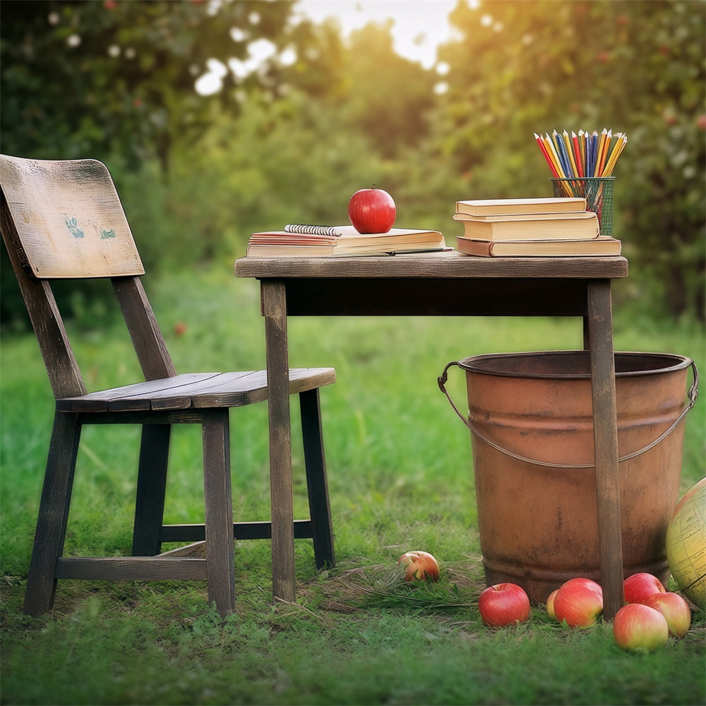 Toile de fond Photo École Table d’Apprentissage en Forêt BRP57-38
