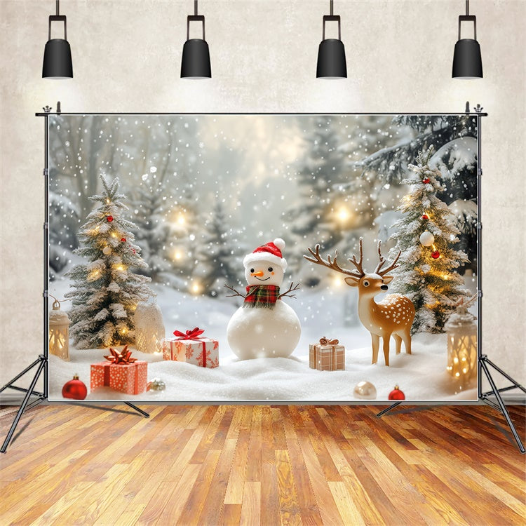 Toile de fond Paysage d’Hiver Bonhomme de Neige Douillet Cadeaux Noël BRP57-381