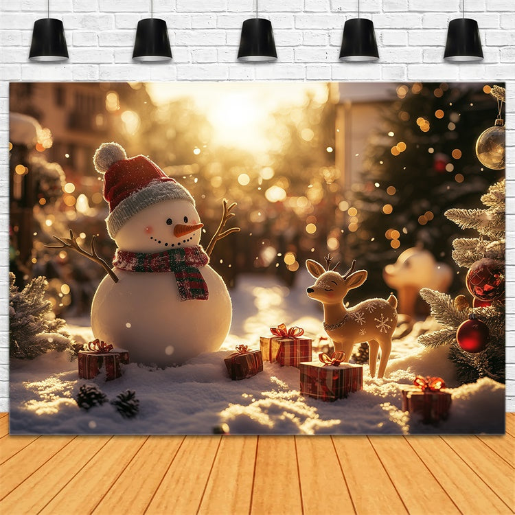 Toile de fond Photo Hiver Neige Coucher de Soleil Joie BRP57-383