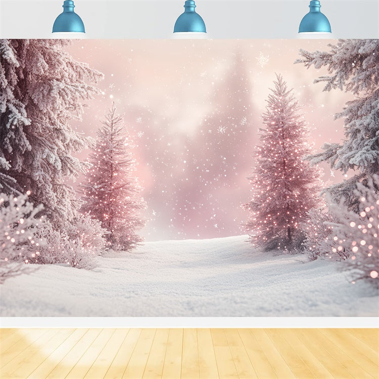 Toile de fond Hiver Photographie Pin Enchanté Rosé BRP57-386