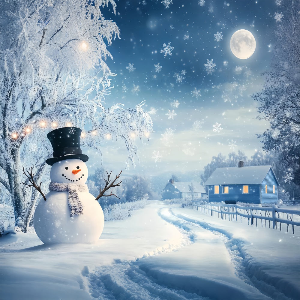 Toile de fond Hiver Scène Bonhomme de Neige Village de Noël BRP57-387
