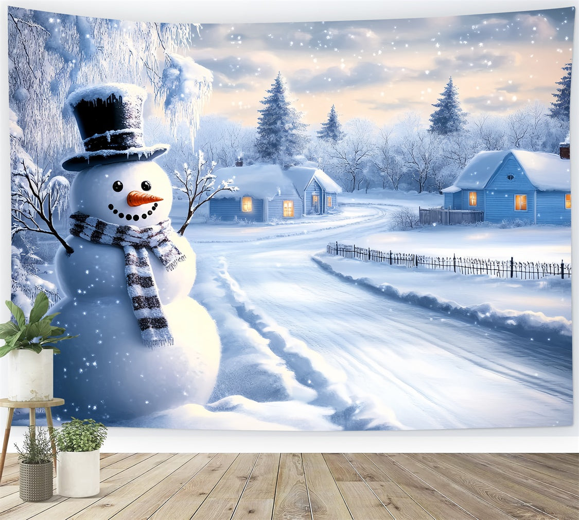 Toile de fond Hiver Sentier Givré Chalet Hivernal BRP57-388