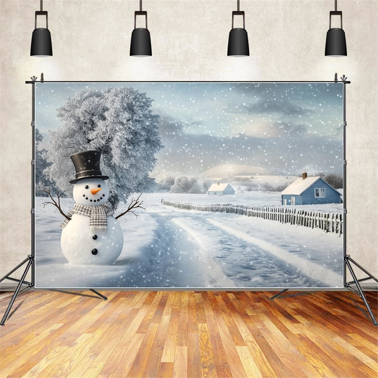 Toile de fond Hiver Neige Sentier Paisible Bonhomme de Neige BRP57-389