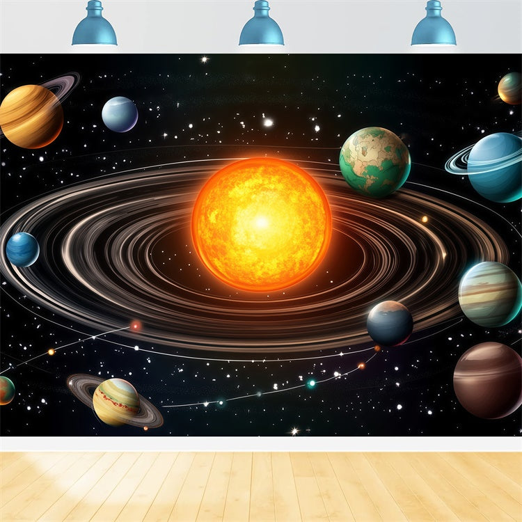 Toile de fond Rentrée des Classes Soleil et Planètes Découverte BRP57-49