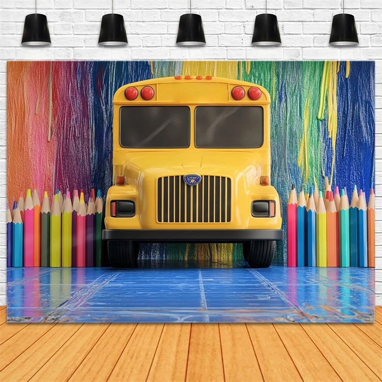 Toile de fond Photo École Ambiance Bus Magique BRP57-50