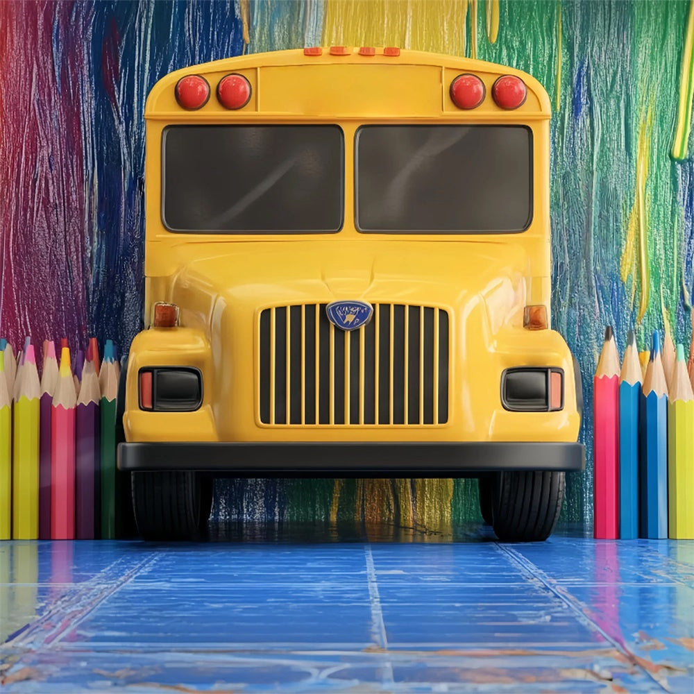 Toile de fond Photo École Ambiance Bus Magique BRP57-50