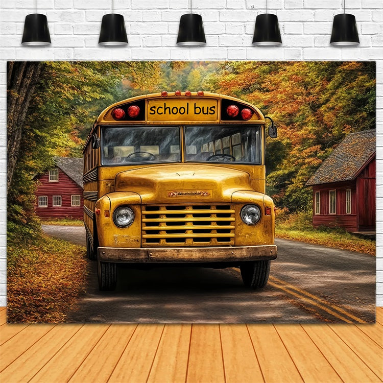 Toile de fond Rentrée des Classes Bus Vintage d’Automne BRP57-58
