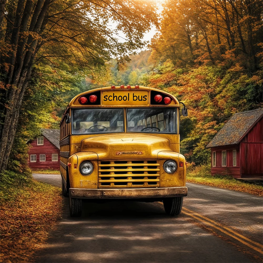 Toile de fond Rentrée des Classes Bus Vintage d’Automne BRP57-58