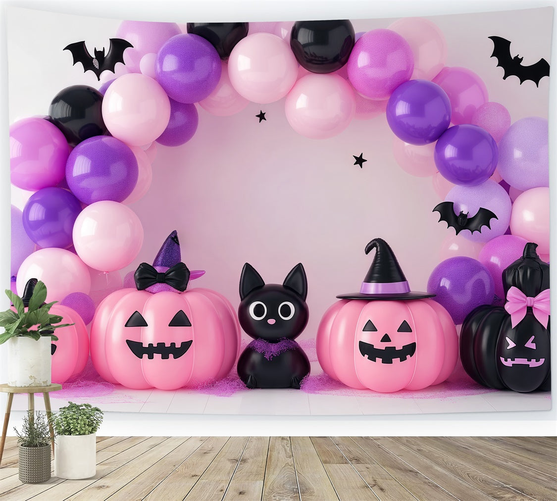 Toile de fond Photo Halloween Ballon Chat Citrouille BRP57-83