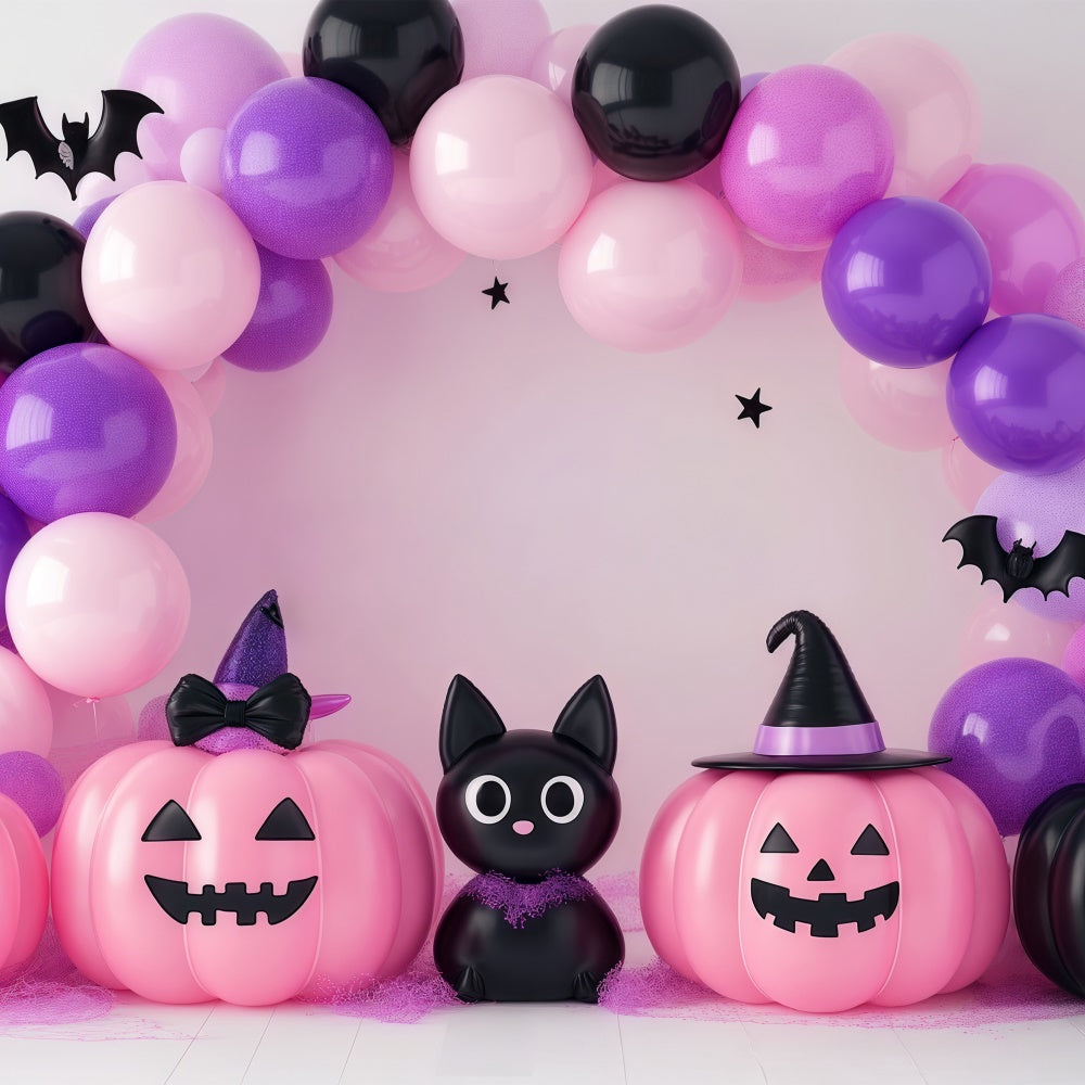 Toile de fond Photo Halloween Ballon Chat Citrouille BRP57-83