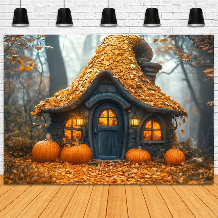 Toile de fond Photo Halloween Chalet Citrouille d’Automne BRP57-86