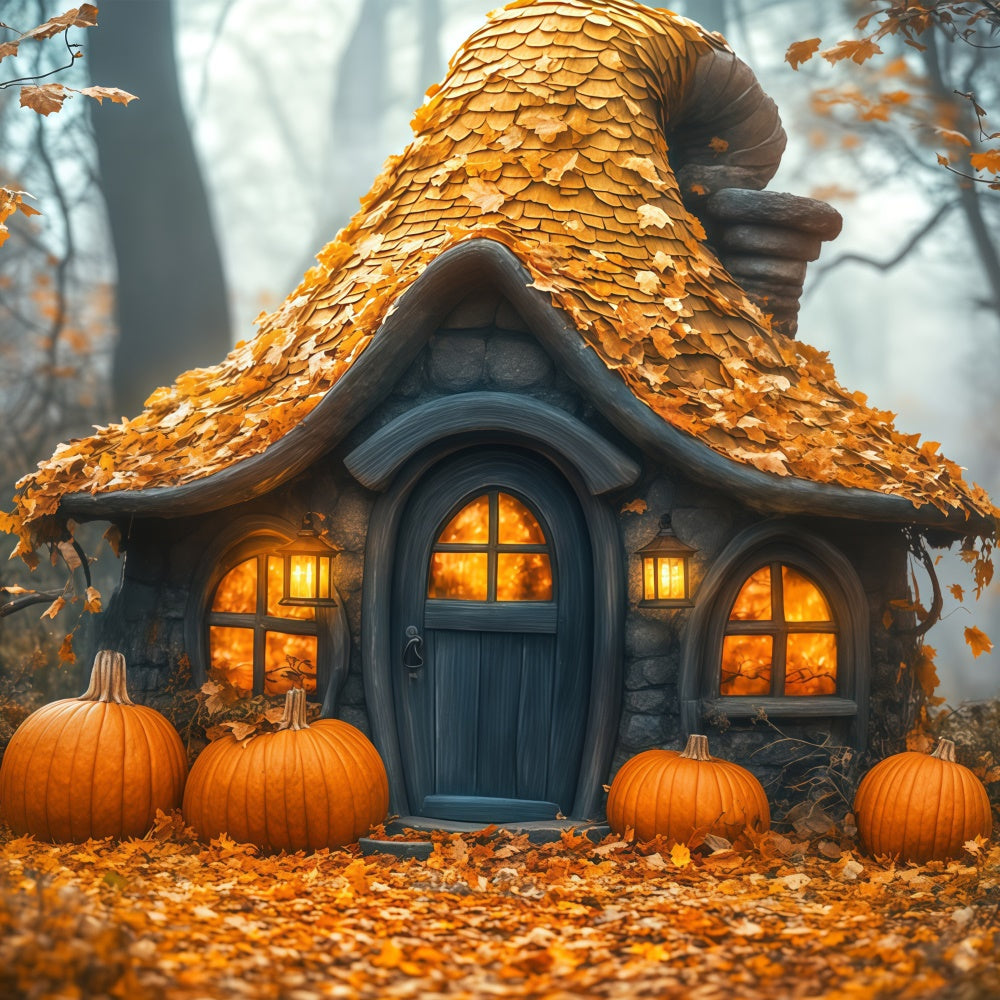 Toile de fond Photo Halloween Chalet Citrouille d’Automne BRP57-86