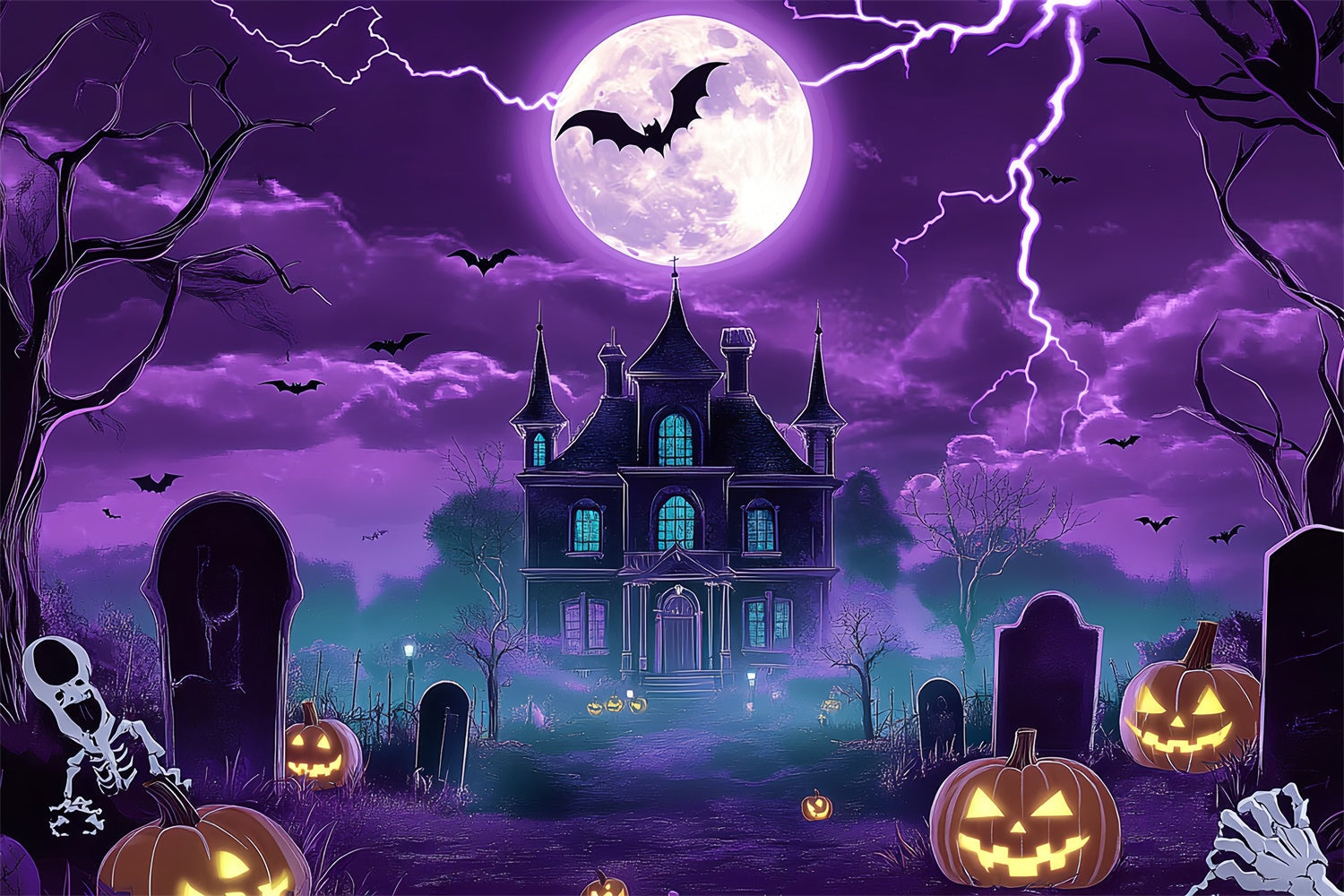 Toile de fond Halloween Château de la Nuit de la Peur BRP57-95