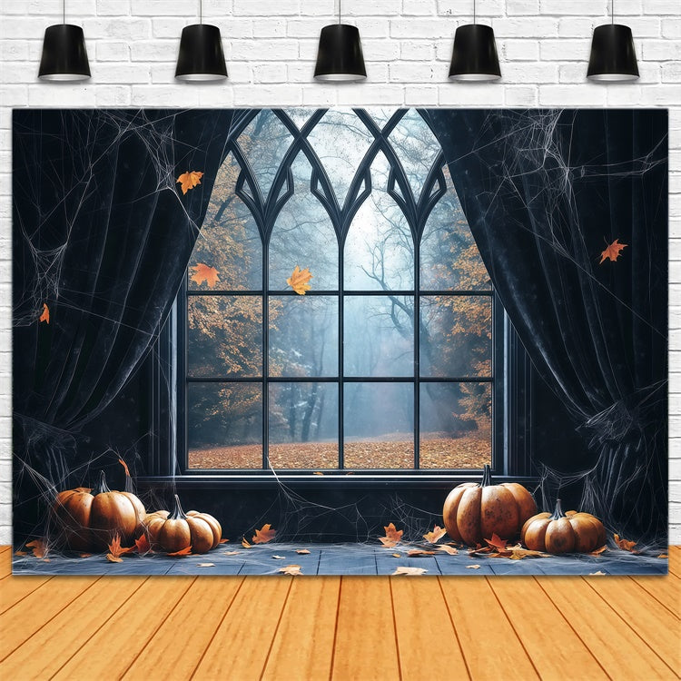 Toile de fond Photo Halloween Rideaux Toile et Fenêtre Gothique BRP57-98