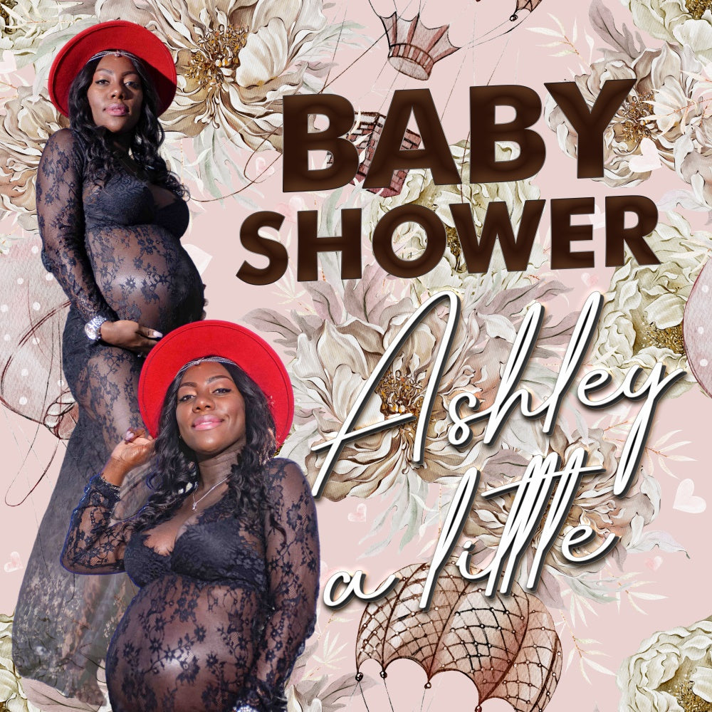 Toiles de fond Baby Shower Montgolfière Florale Personnalisées BRP6-14