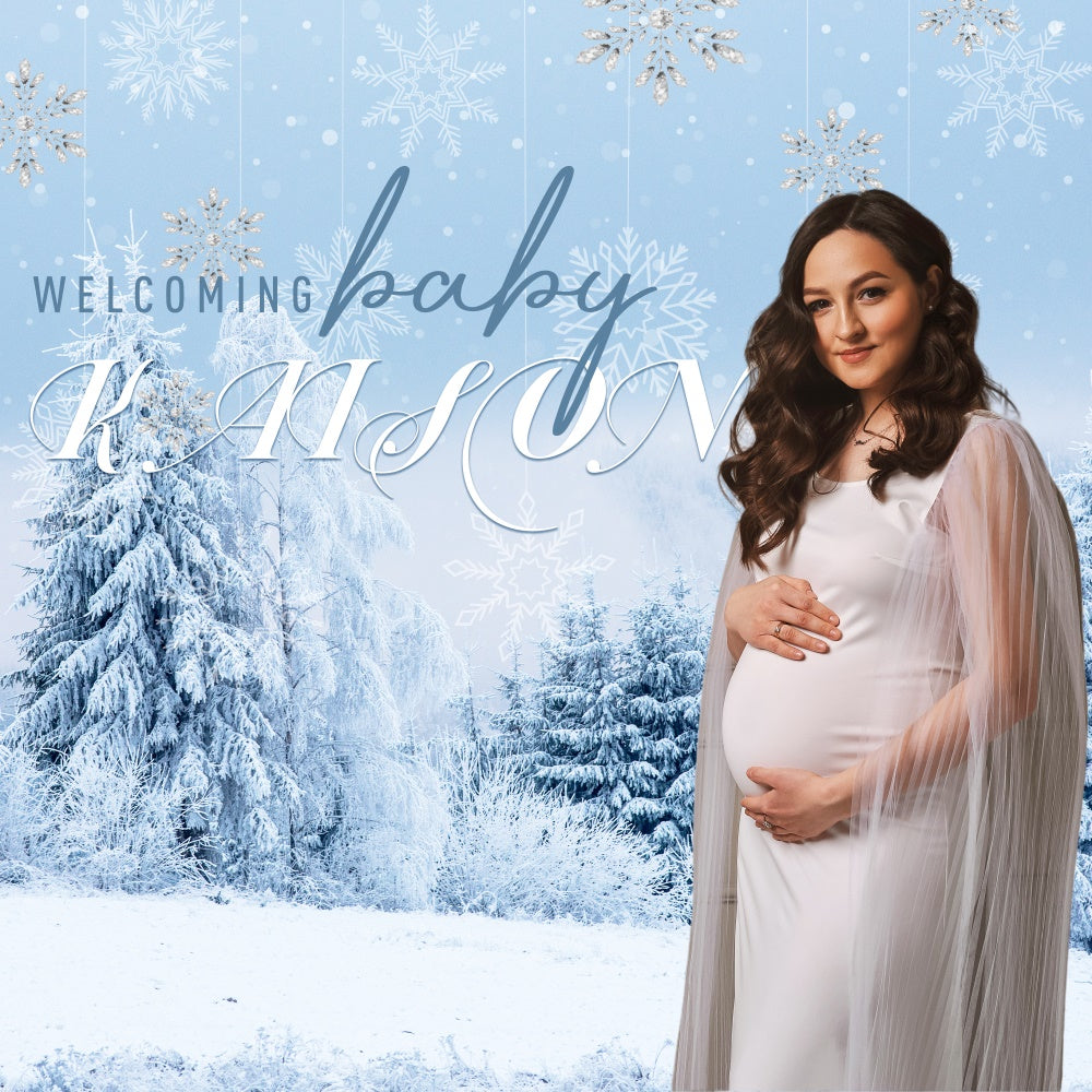 Toile de fond Baby Shower Pays des Merveilles d’Hiver Personnalisée BRP6-16