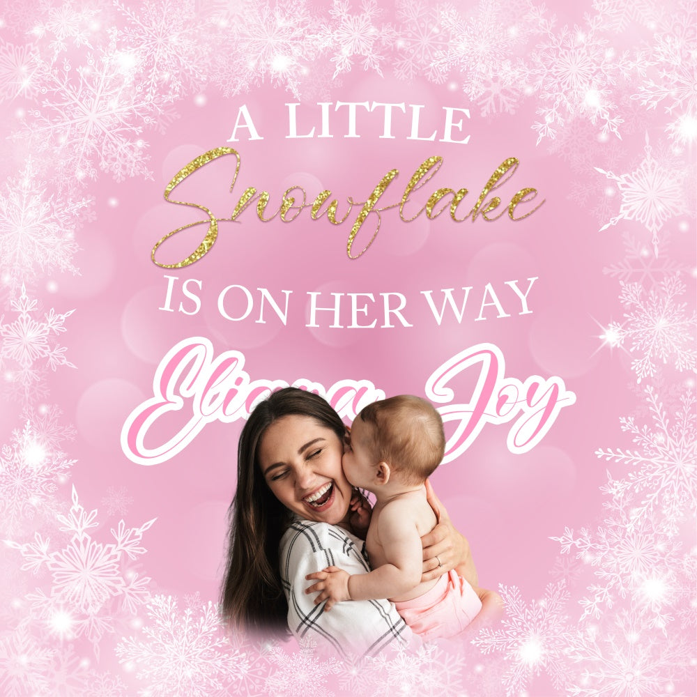 Toiles de fond Baby Shower Flocon Scintillant Personnalisées BRP6-19