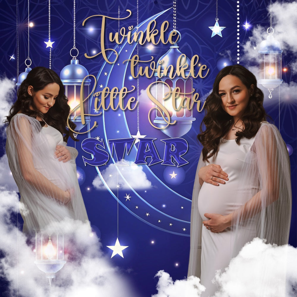 Toiles de fond Baby Shower Nuit Étoile Scintillante Personnalisée BRP6-2