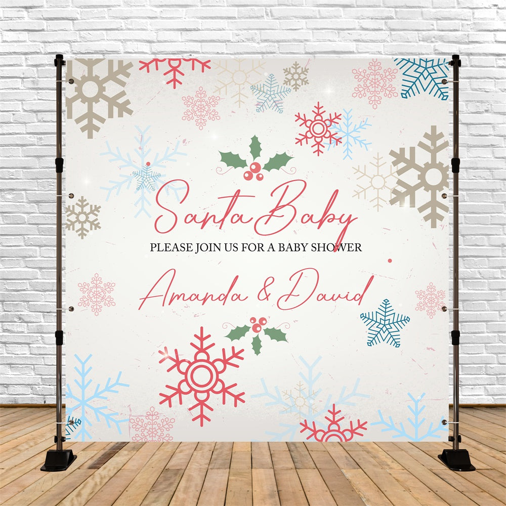 Toile de fond Baby Shower Personnalisée Noël Givré Étincelant BRP6-21