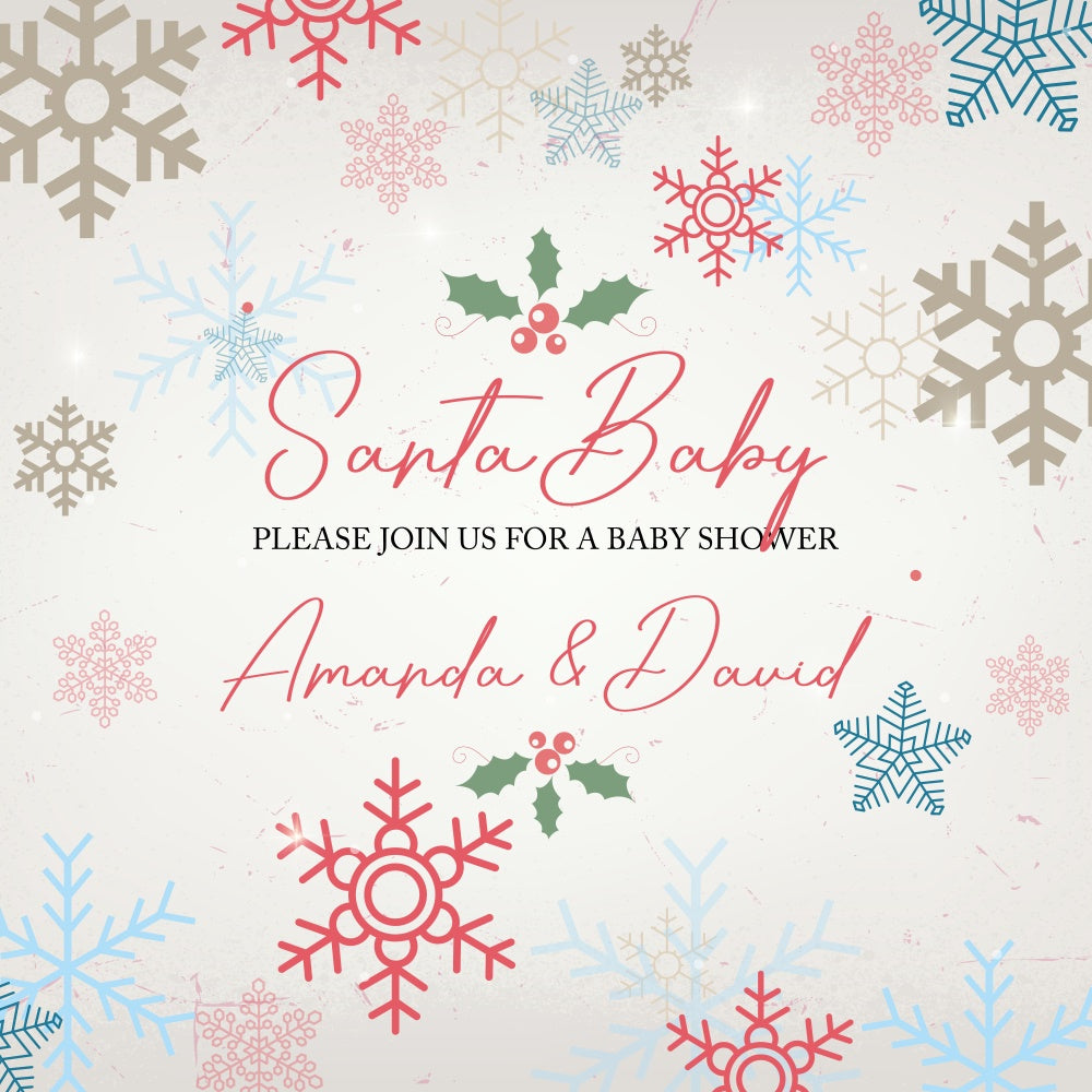 Toile de fond Baby Shower Personnalisée Noël Givré Étincelant BRP6-21