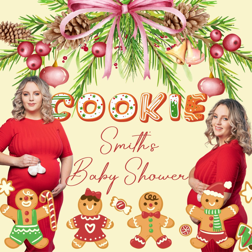 Toile de fond Noël Biscuit Doux Baby Shower Personnalisée BRP6-22