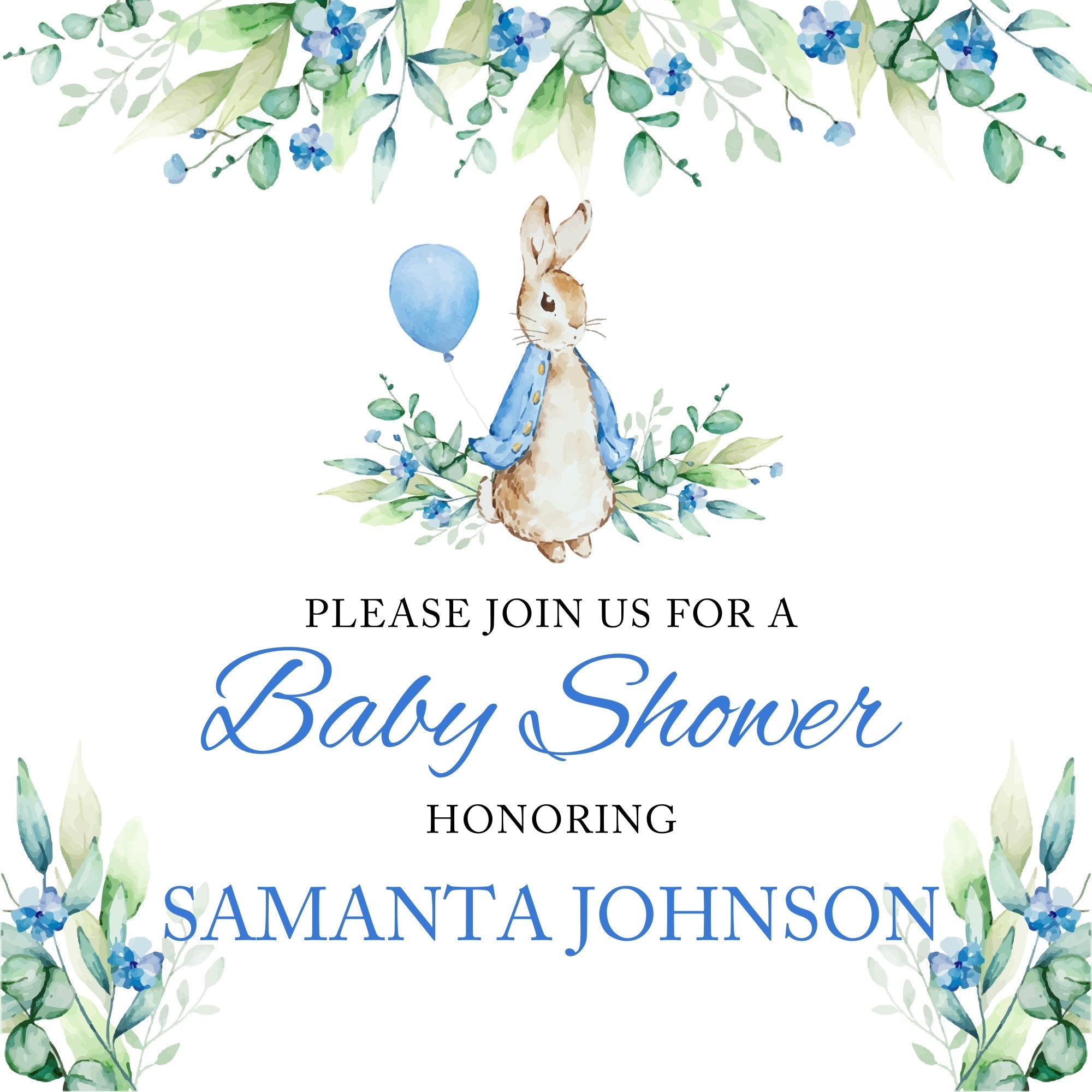 Toile de fond Baby Shower Idées Lapin Aquarelle Personnalisée BRP6-25