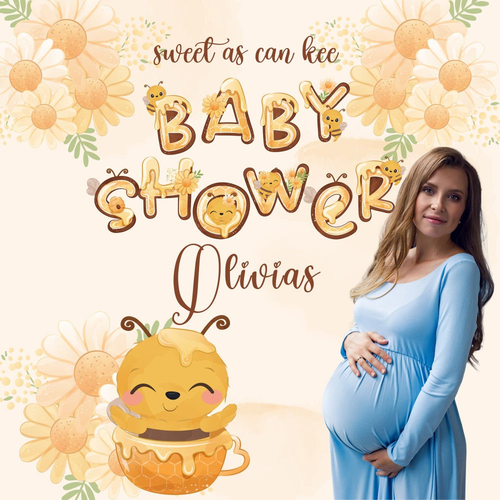 Toile de fond Baby Shower Abeille Florale Personnalisée BRP6-27