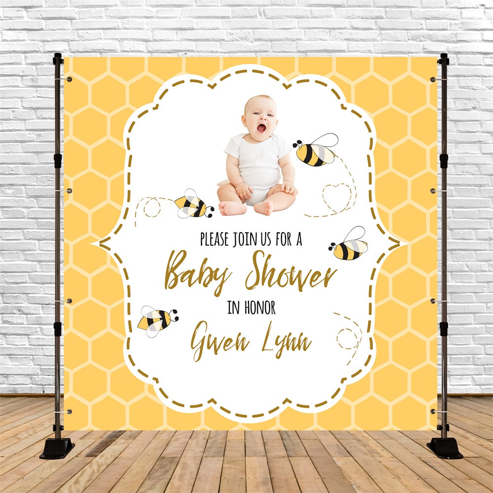 Toiles de fond Baby Shower Joie de la Ruche Jaune Personnalisées BRP6-28