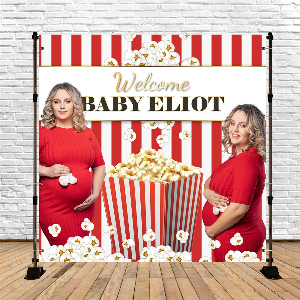 Toile de fond Photo Baby Shower Fête Popcorn Personnalisée BRP6-4