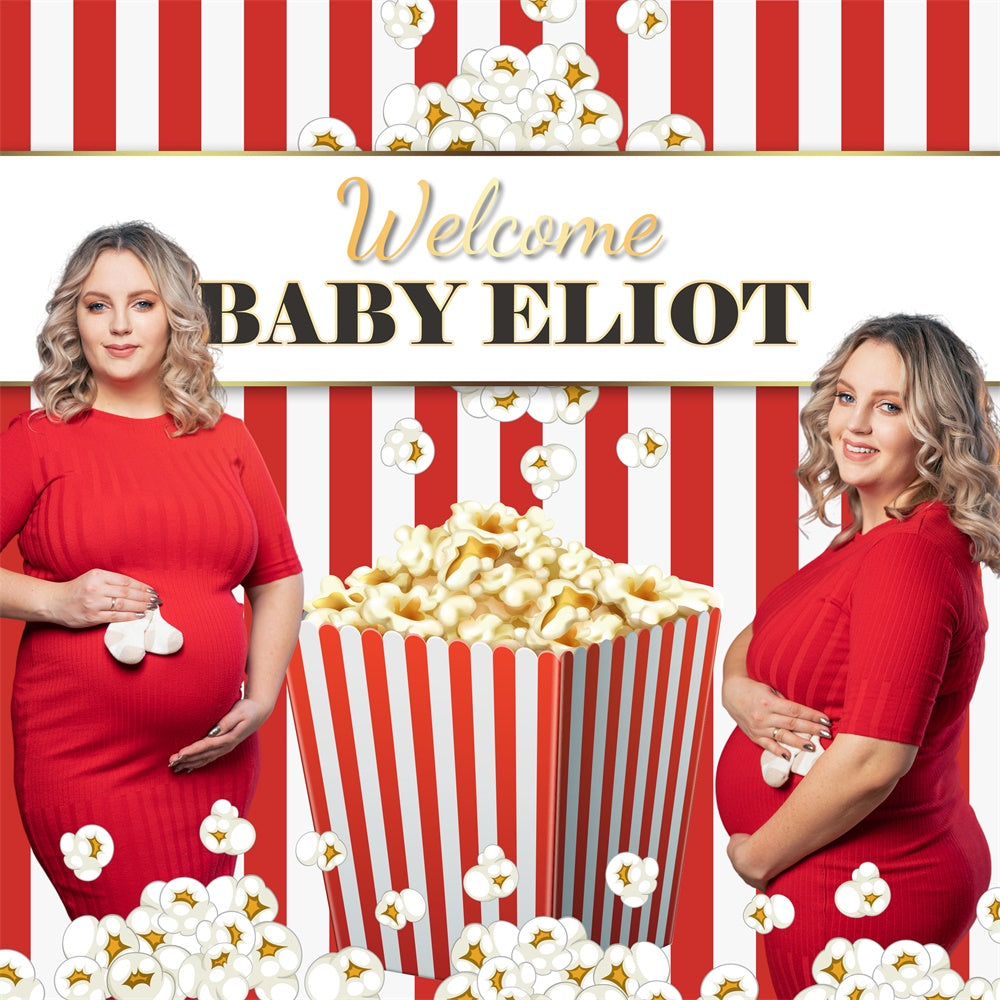 Toile de fond Photo Baby Shower Fête Popcorn Personnalisée BRP6-4