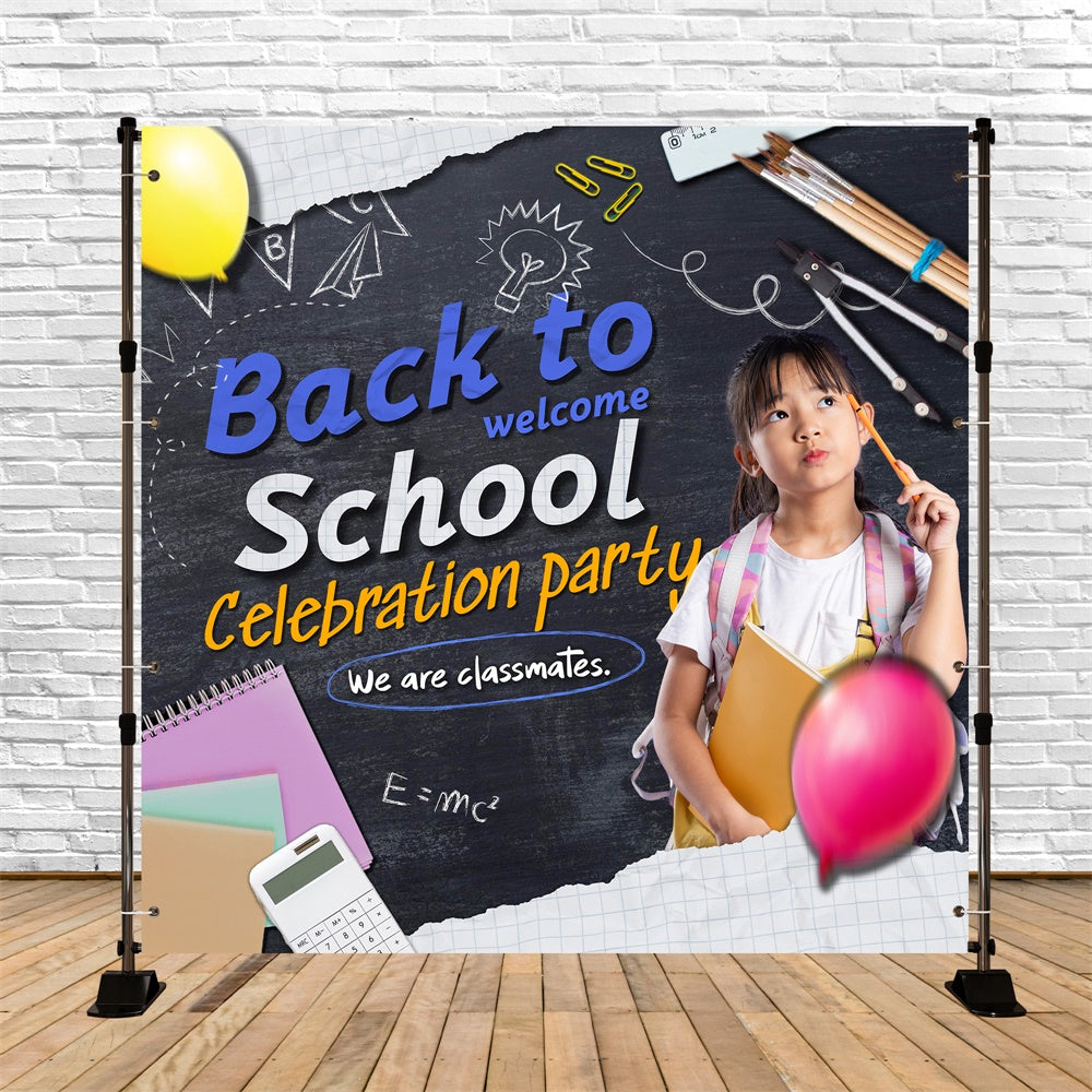Toile de fond Retour à l’École Personnalisable Fête en Salle de Classe Tableau BRP6-43