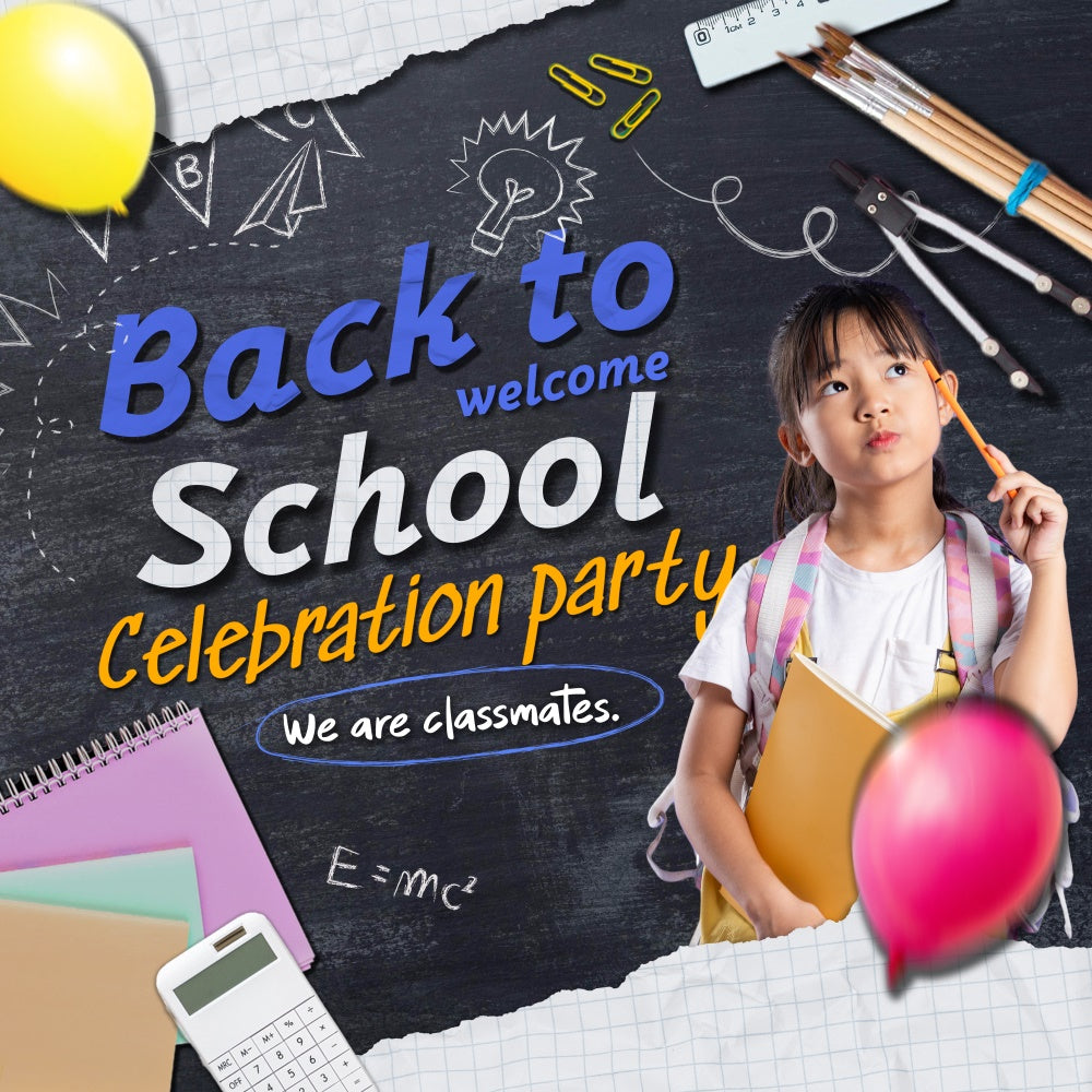 Toile de fond Retour à l’École Personnalisable Fête en Salle de Classe Tableau BRP6-43